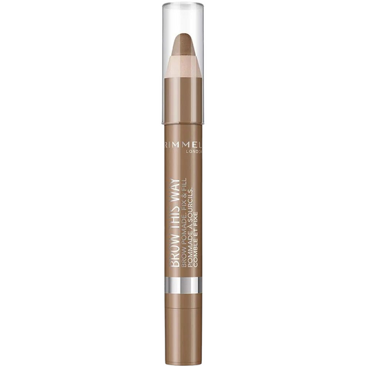 Rimmel London Brow This Way Brow Pomade Fix & Fill, Soft Brow Crayon, Medium Brown, 3.25 g