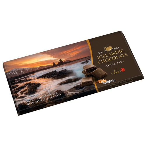 45% Dark Traditional Icelandic Chocolate with Toffee & Sea Salt 100g — Традиционный исландский тёмный шоколад 45% с тоффи и морской солью